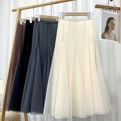 Solid Pleated Fairy Gauze Skirt