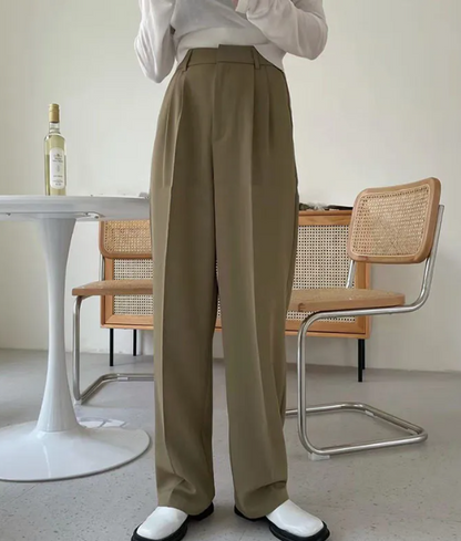 Summer High-Waist Pleated Wide Leg Pants