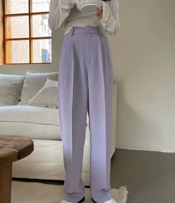 Summer High-Waist Pleated Wide Leg Pants