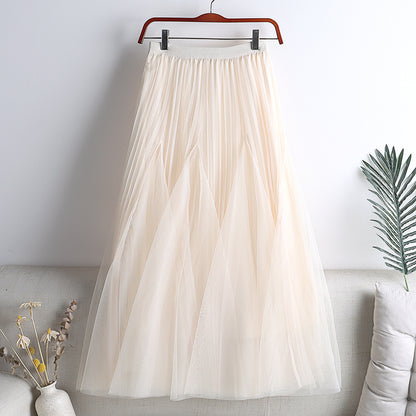 Solid Pleated Fairy Gauze Skirt