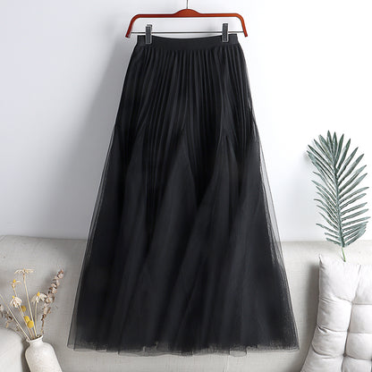 Solid Pleated Fairy Gauze Skirt